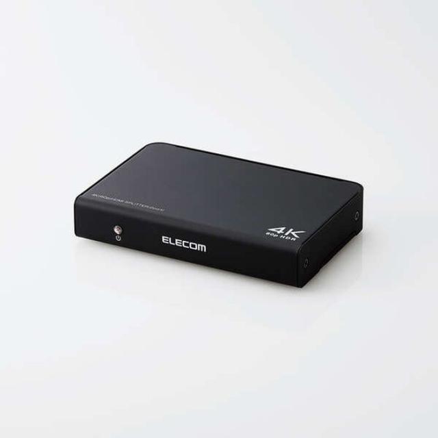 即納 代引不可 HDMI分配器 4K60Hz対応 18Gbps 2ポート 1入力/2出力 メタル筐体 スリムタイプ ACアダプター付属 高精細 臨場感 映像 分配 エレコム VSP-HDP12BK