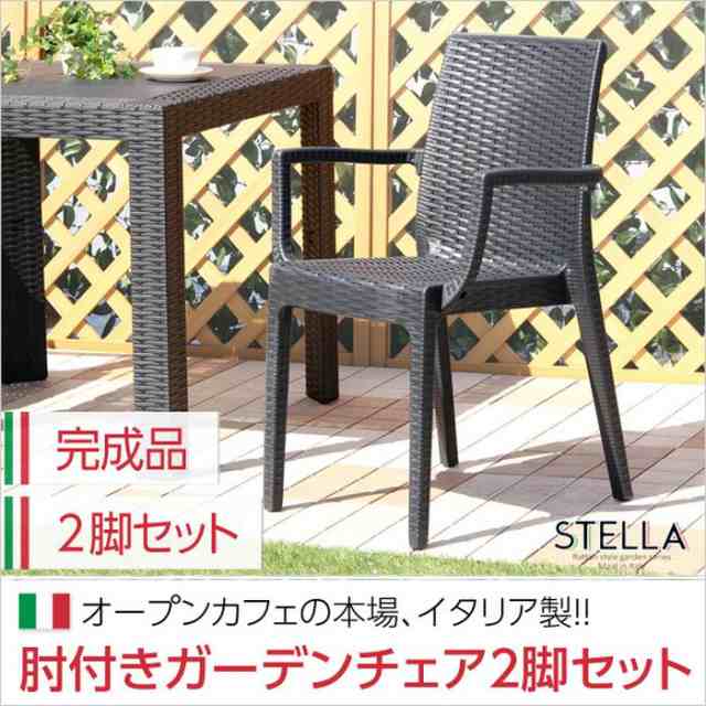 北海道・沖縄・離島配送不可 代引不可 ガーデン肘付チェア 2脚セット STELLA チェア スタッキングチェア ガーデン アウトドア カフェ 軽