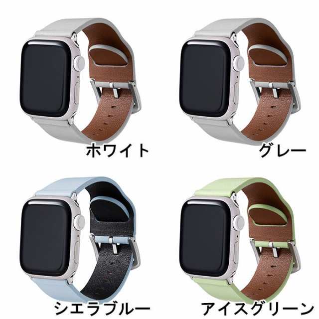 Apple Watch 38 40 41mm レザーバンド ホワイト - 時計