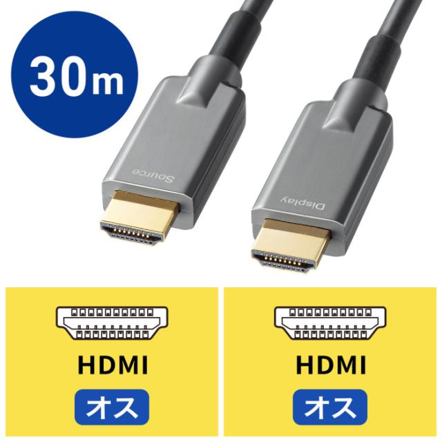 代引不可 ドラム付き光ファイバHDMIケーブル 8K 60Hz 4K 120Hz 対応 ブラック 30m サンワサプライ KM-HD20-UFBD30