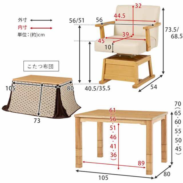 北海道・沖縄・離島配送不可 代引不可 ダイニングコタツ ふとん チェア