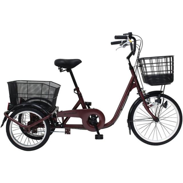 北海道・沖縄・離島配送不可 代引不可 ACTIVE PLUS ノーパンク三輪自転車L ワインレッド ミムゴ MG-TRE20APNL