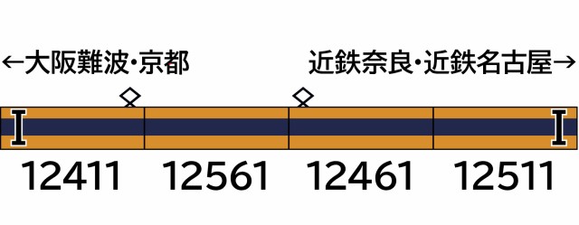 近鉄 12410系 (旧塗装・喫煙室無し・12412編成) 基本4両編成