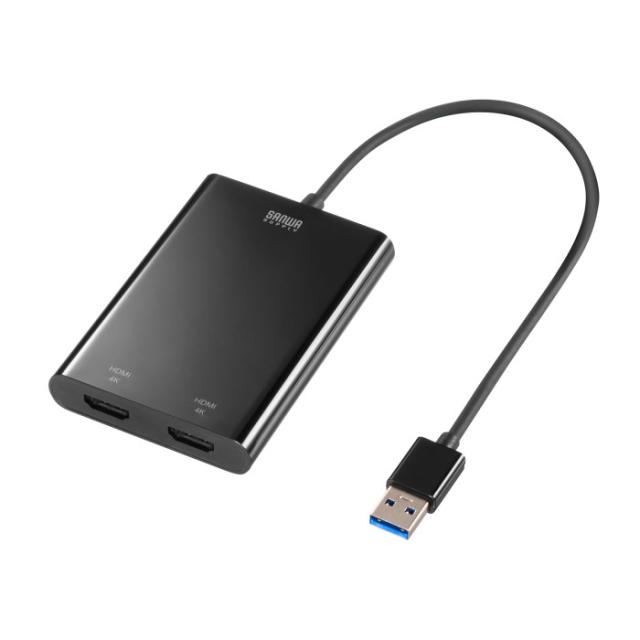 即納 代引不可 USB-HDMIディスプレイアダプタ 4K× 2画面出力 サンワサプライ USB-CVU3HD6