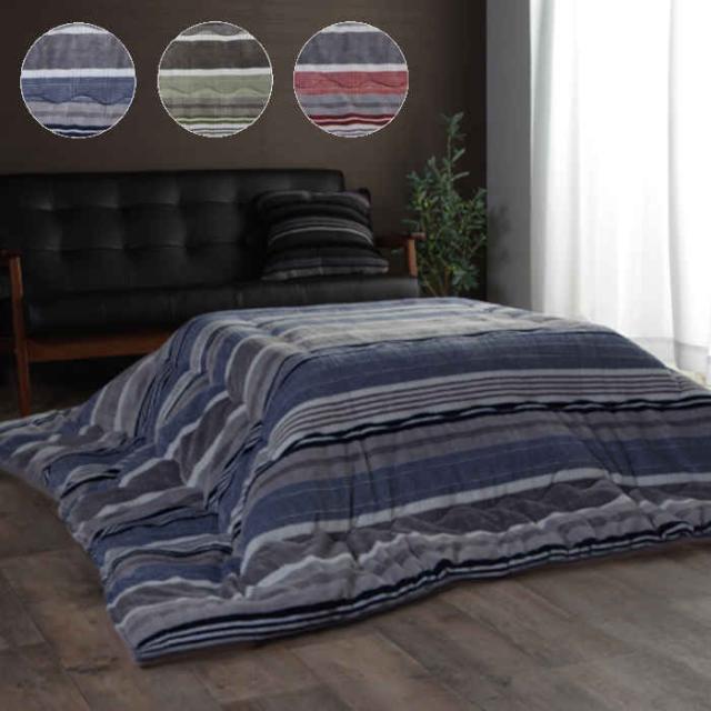 北海道・沖縄・離島配送不可 代引不可 こたつ布団 コタツ布団 薄掛け 掛け布団 正方形 約190×190cm 75〜80cm角のこたつ台に適応 ストライプ柄 カジュアル あったか 冬物 IKEHIKO NDR190190の通販は