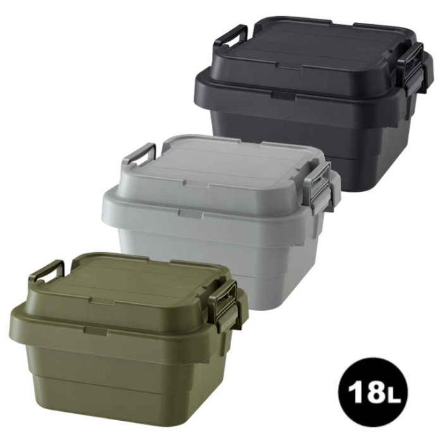 北海道・沖縄・離島配送不可 代引不可 トランクカーゴ S蓋 容量18L 浅型 LOW ロータイプ 収納ボックス  トランクボックス コンテナボックス 収納ケース アウトドア 座れる 簡易椅子 ベルトガイド 積み重ね スタッキング  TC-30SLの通販は 5,600円