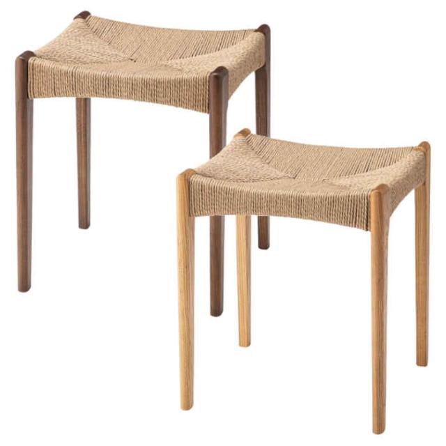 北海道・沖縄・離島配送不可 代引不可 スツール W40×D40×H46×SH45cm 木製 天然木 アッシュ 木脚 ペーパ−コード チェア 椅子 イス 腰掛け 背もたれなし シンプル 北欧インテリア リビング 玄関 家具 おしゃれ 東谷 ACE-75の通販は