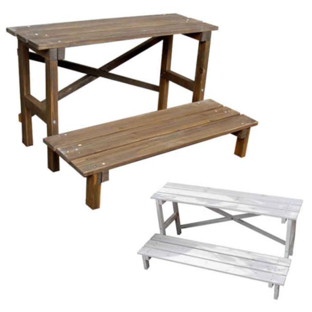 北海道・沖縄・離島配送不可 代引不可 フラワースタンド 2段 2WAY 幅80cm 木製 天然木 杉 鉢置き 花台 プランター台 植物台 インテリア ベランダ バルコニー テラス 庭 ガーデン ガーデニング 住まいスタイル JSFS2-800の通販は 6,518円