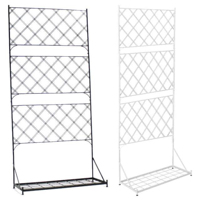 北海道・沖縄・離島配送不可 代引不可 プランター台付フェンス ハイタイプ W890×D360×H1920mm ラティス トレリス スチール アイアン ベランダ バルコニー テラス 庭 ガーデン ハンギング 簡単設置 アーガイル 住まいスタイル IF-FP007の通販は