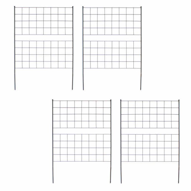 北海道・沖縄・離島配送不可 代引不可 フェンス アイアンフェンス 高さ126cm 4枚組 スチール 格子状 グリーンフェンス ローズフェンス 庭