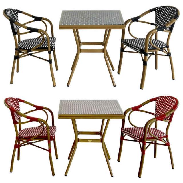 北海道・沖縄・離島配送不可 代引不可 スクエアテーブル 3点セット ガーデンテーブル 四角 正方形 ガーデンチェア2脚 アルミフレーム PEラタン 強化ガラス ベランダ バルコニー テラス 庭 ガーデン プレジール 住まいスタイル PLS-S70-3PSETの通販は