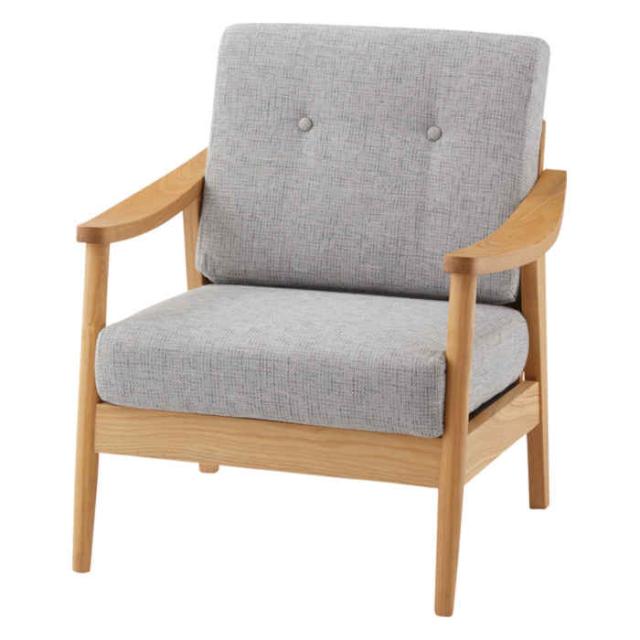 北海道・沖縄・離島配送不可 代引不可 ソファチェア 一人掛け 1P 木製 天然木 アッシュ ファブリック 布張り アームチェア アームソファ 肘掛け ボタン留め インテリア 家具 椅子 リビング 北欧風 バッスム 東谷 RTO-911GYの通販は 54,737円
