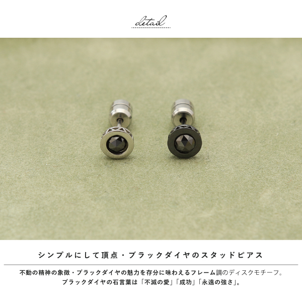 ピアス スタッド 黒いこと時刻表 ブラックダイア 金剛石 金剛石 天然石 黒いこと アズーロ AZZURRO メンズ レディース 片耳用 ブランド名 分かりやすい