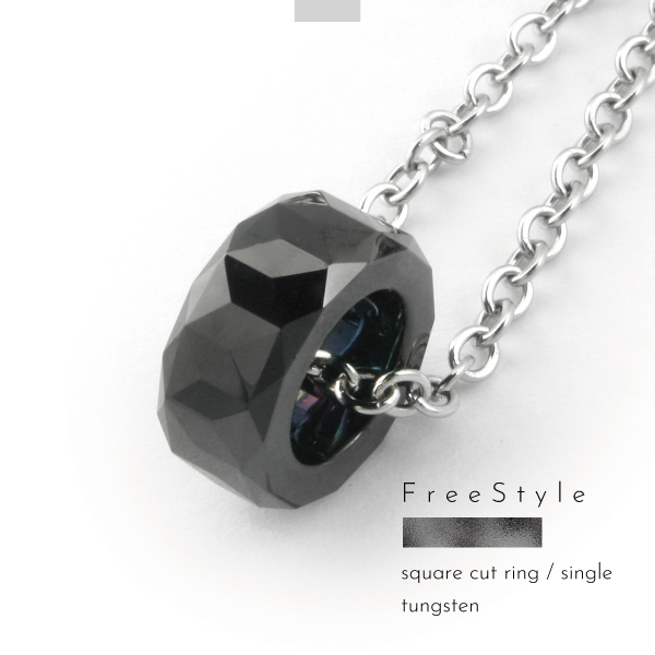 ネックレス ペンダント タングステン サージカルステンレス 医療用ステンレス 316L  金属アレルギー アレルギーフリー ダイヤの次に硬い金属 ランダムカット ブラック Free style 丈夫 レアメタルの通販は 9,350円
