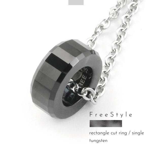 ネックレス ペンダント タングステン サージカルステンレス 医療用ステンレス 316L  金属アレルギー アレルギーフリー ダイヤの次に硬い金属 スクエアカット ブラック Free style 丈夫 レアメタルの通販は 9,350円