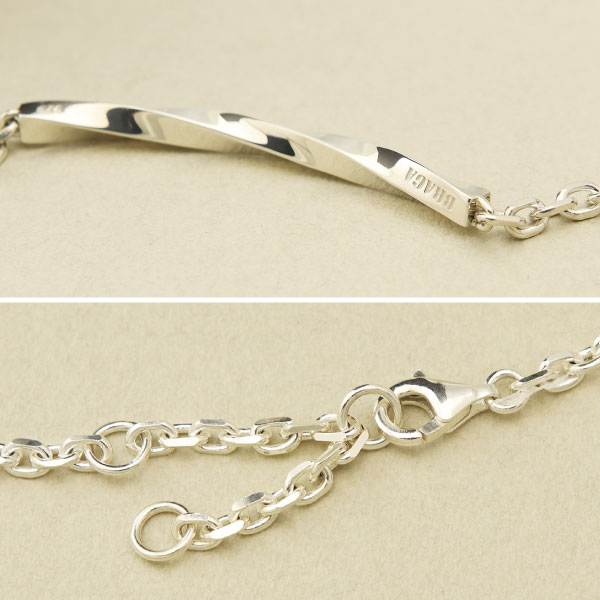 ブレスレット 単品 シルバー925 刻印 名入れ プレート ツイスト ひねり チェーン 小豆 あずき メンズ レディース ギフト ブランド GABLEO BRAGA_4