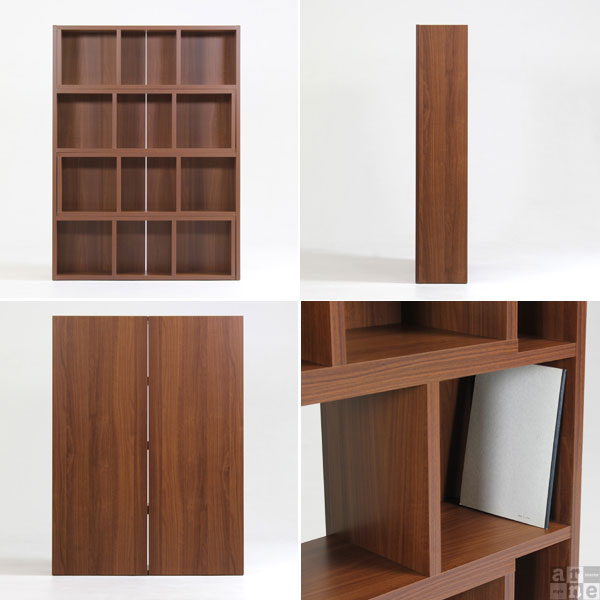 北欧レトロ 4段 スライド扉 木製ブックシェルフ 木製ラック 本棚