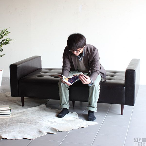 ソファベンチ 160 レザー ソファー 背もたれなし ベンチソファー 二人掛け ロビーチェア 両肘掛け Baggy DA 4×6 合皮 □_2