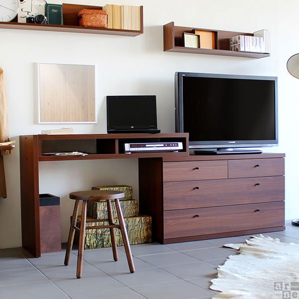 テレビ台 伸縮 コーナー テレビボード おしゃれ デスク チェスト 完成品 ハイタイプ 120 T+D 105チェスト ☆_10