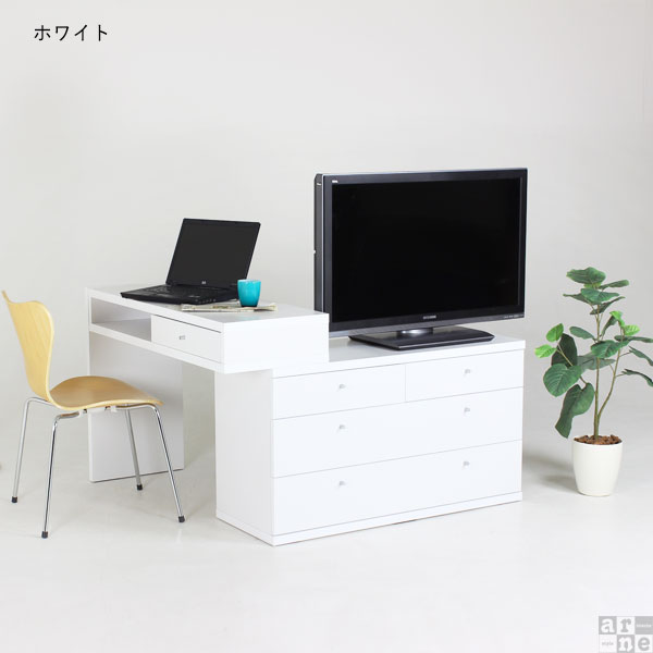 テレビ台 伸縮 コーナー テレビボード おしゃれ デスク チェスト 完成品 ハイタイプ 120 T+D 105チェスト ☆_3
