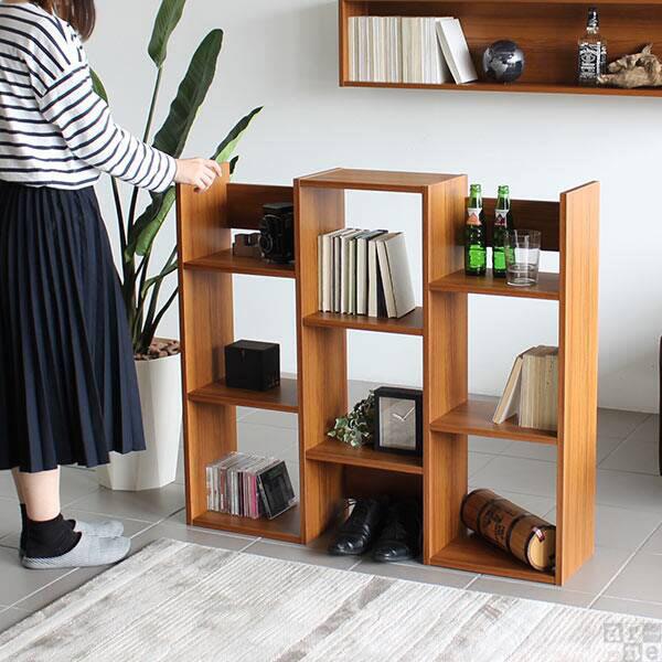 オープンラック 木製 リビング ディスプレイラック おしゃれ 3段 本棚 完成品 北欧 薄型 ラック arne alto W-3 ☆_3