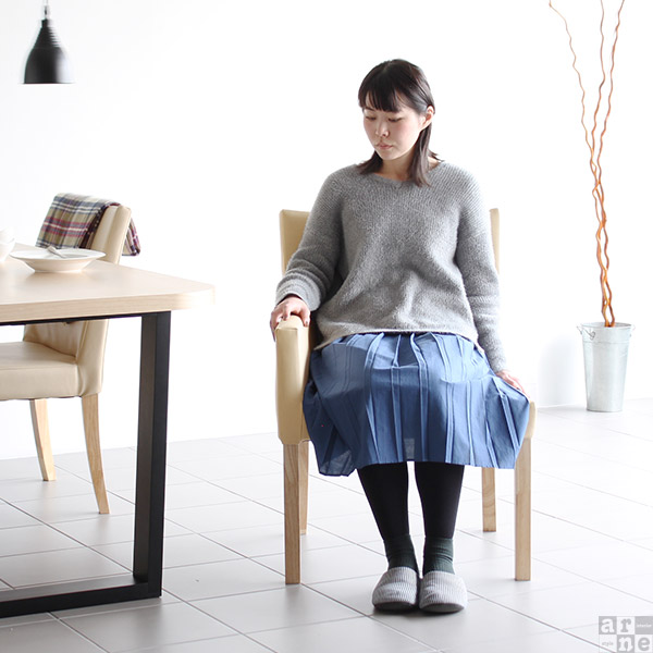 ダイニングチェア 合成皮革 背もたれ 肘付き おしゃれ ダイニングソファ JOY 1P Mサイズ 右肘タイプ 合皮生地 ナチュラル脚 1脚 □_6
