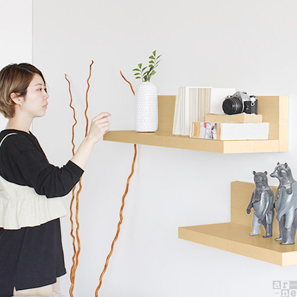 ウォールシェルフ ウォールラック 壁掛けシェルフ棚 90cm おしゃれ L字