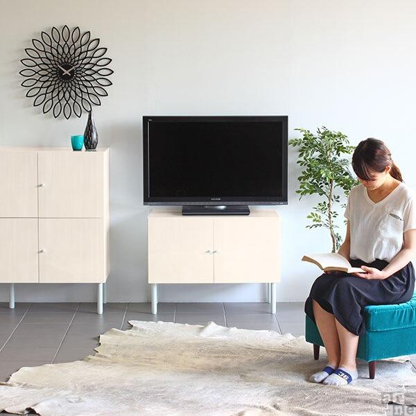 テレビ台 鏡面 おしゃれ 木目 国産 ローボード サイドボード ホワイトウッド 収納 whitewood 80LTV ☆_5