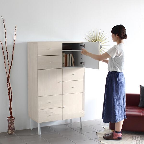 キャビネット 完成品 引き出し 鏡面 おしゃれ 脚付き ハイ