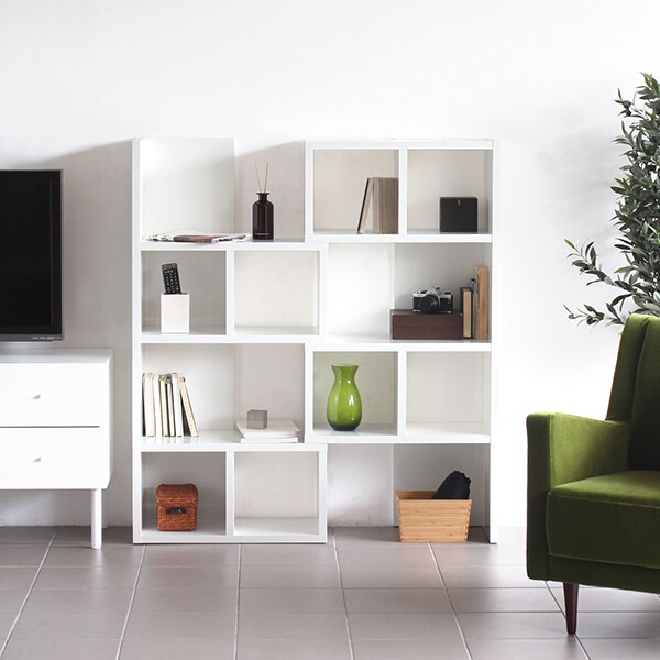 オープンシェルフ 鏡面仕上げ オープンラック 白 1段 ディスプレイラック カフェテーブル 高さ60cm ホワイト マガジンラック △ オープンシェルフ 鏡面仕上げ オープンラック 白 1段 ディスプレイ