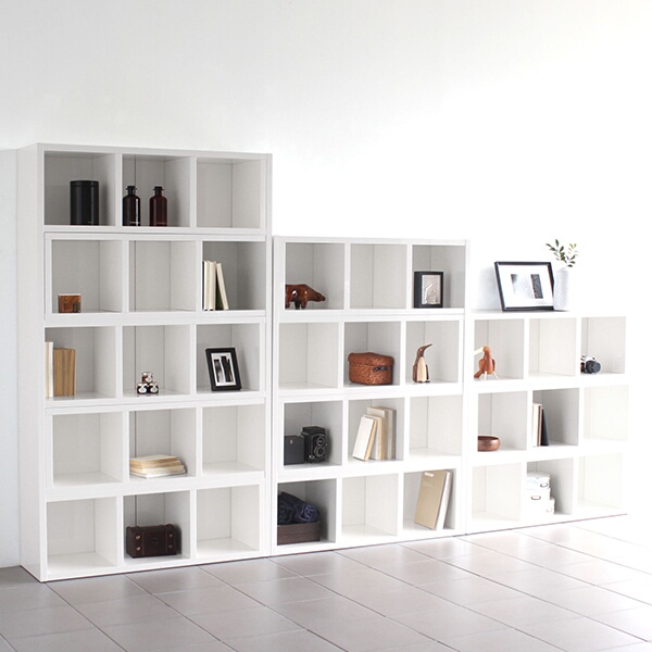 オープンシェルフ 白 おしゃれ 鏡面仕上げ 家具 完成品 伸縮