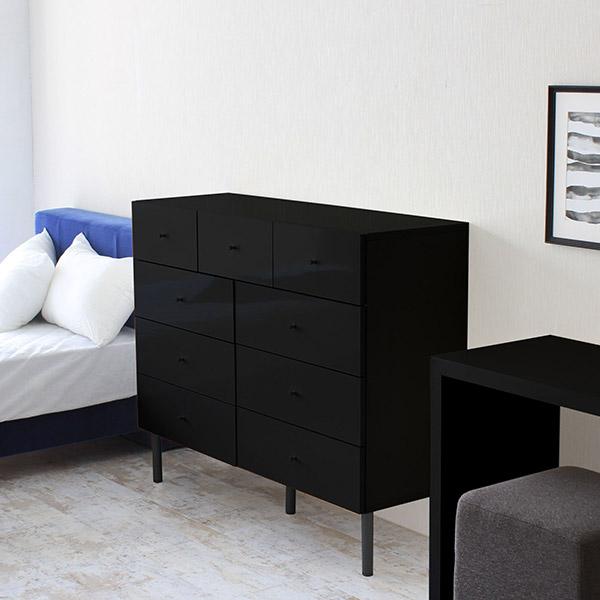 チェスト 4段 ワイドチェスト 幅120 ローチェスト 鏡面 おしゃれ