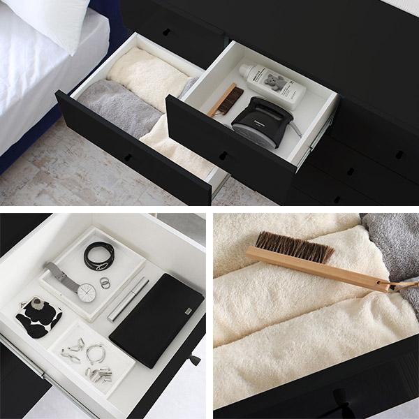 チェスト 4段 ワイドチェスト 幅120 ローチェスト 鏡面 おしゃれ 黒