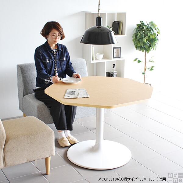 テーブル おしゃれ カフェ カフェテーブル 70cm ナチュラル リビング ダイニング ダイニングテーブル 2人 八角形 CT-OG8080 Atype-D脚 □_7