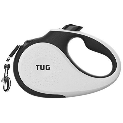 TUG 360° Tangle-Free, タングルフリー、頑丈引き込み式犬リード、スリップ防止ハンドル付き