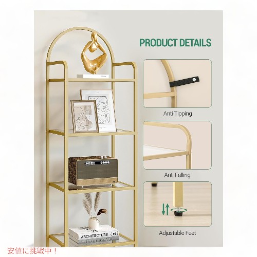 Hzuaneri ジュアネリ 5段棚 Bookcase Bookshelf ガラスブックシェルフ 本棚 インテリア Tempered Glass Bookshelves_1