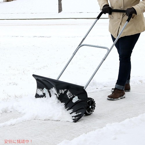 CASL Brands 車道用ホイール付き雪かき - 6インチポリプロピレンホイールと調節可能アルミハンドル Snow Shovel with Wheels for Driveway_1