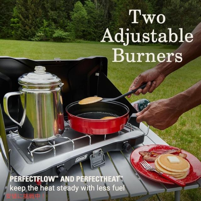 コールマン Triton ツーバーナー コンロ ブラック トリトン ケース付 Coleman Triton 2 Burner Propane Camping Stove – Campmor