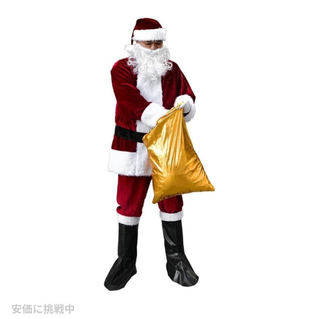 クリスマスサンタクローススーツ、大人用メンズサンタコスチューム、クリスマスクラシックフランネルコスプレ服、サンタファンシースーツ衣装 クリスマスサンタクローススーツ、大人用メンズサンタコスチューム