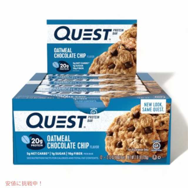 クエストバー プロテインバー オートミール&チョコレートチップ 12本入り/ Quest Bar Protein Bar Oatmeal&Chocolate Chip Flavor 12ct