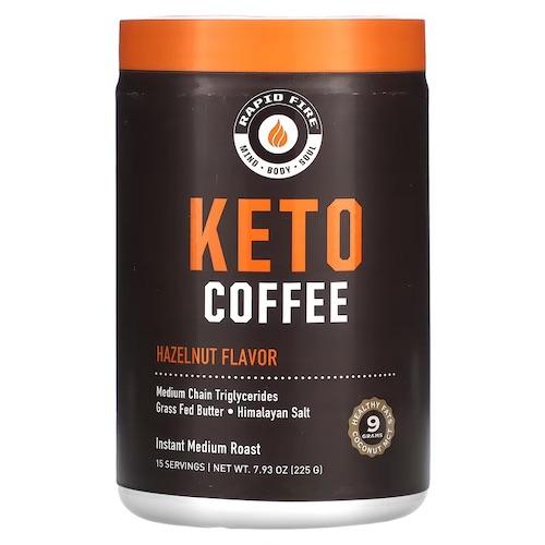 RAPIDFIRE ケトコーヒー ヘーゼルナッツ 15杯分 225g / 7.93oz インスタントコーヒー ミディアムロースト Ketogenic Coffeeの通販は 5,667円