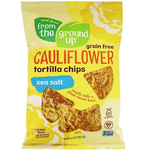 [6袋セット] From the Ground Up Cauliflower Tortilla Chips Sea Salt - 4.5oz/ カリフラワー トルティーヤチップス [シーソルト] 128g