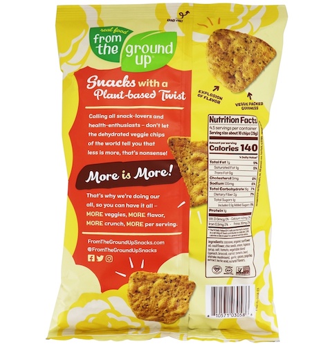 [6袋セット] From the Ground Up Cauliflower Tortilla Chips Nacho - 4.5 oz. / フロムザグラウンドアップ カリフラワー トルティーヤチップス [ナチョ] 128g 6袋セット] From the Ground Up Cauliflower Tortilla Chips Nacho