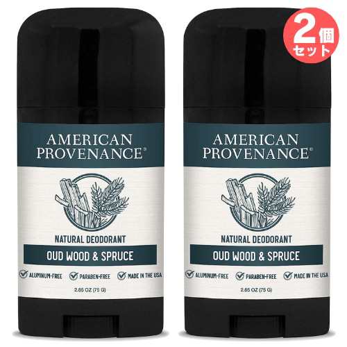 2個セット アメリカンプロベナンス 男性用 オールナチュラル デオドラント ウードウッド＆スプルース 75g American Provenance All Natur