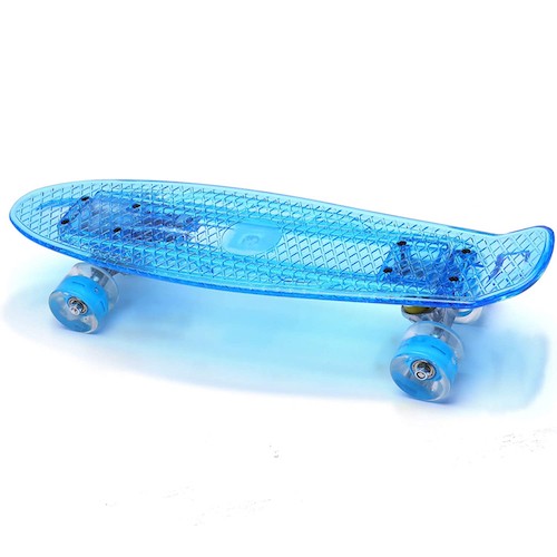 キッズ コンプリートスケートボード 55.8センチ ブルー Yhstapery 子供用 スケボー 光るスケートボード Kids Skate Board  with Led Light