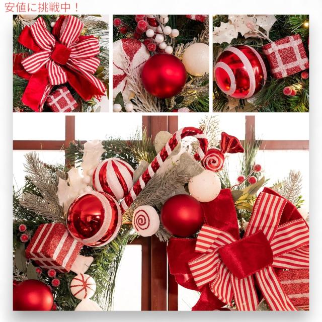 Valery Madelyn クリスマスリース ライト付き 30インチ 約76cm クリスマス リース 飾り Pre-Lit Christmas Wreath_4