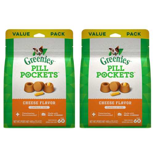 【お得な2個セット】Greenies Pill Pockets for Dogs Cheese Capsule Size 15.8oz / グリニーズ ピルポケット 犬用 投薬補助のオヤツ [カ