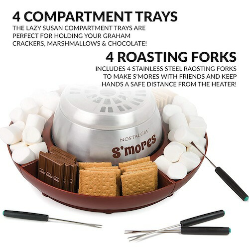 Nostalgia ノスタルジア 電気スモアメーカー S’mores maker 焼きマシュマロ ステンレススチール LSM400　マシュマロサンド　キャンプ　アウトドア　ホームパーティー　誕生日　クリスマス　バレンタイン_6