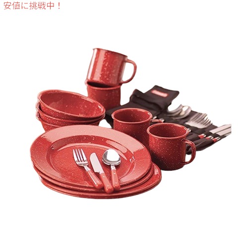 Coleman コールマン エナメル食器セット 24ピース [レッド] キャンプ食器 コールマン食器セット 24-Piece Enamel Dinnerware Set, Red_1