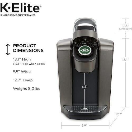 Keurig K-Elite Single Serve K-Cup Pod Coffee Brewer Brushed Slate ...